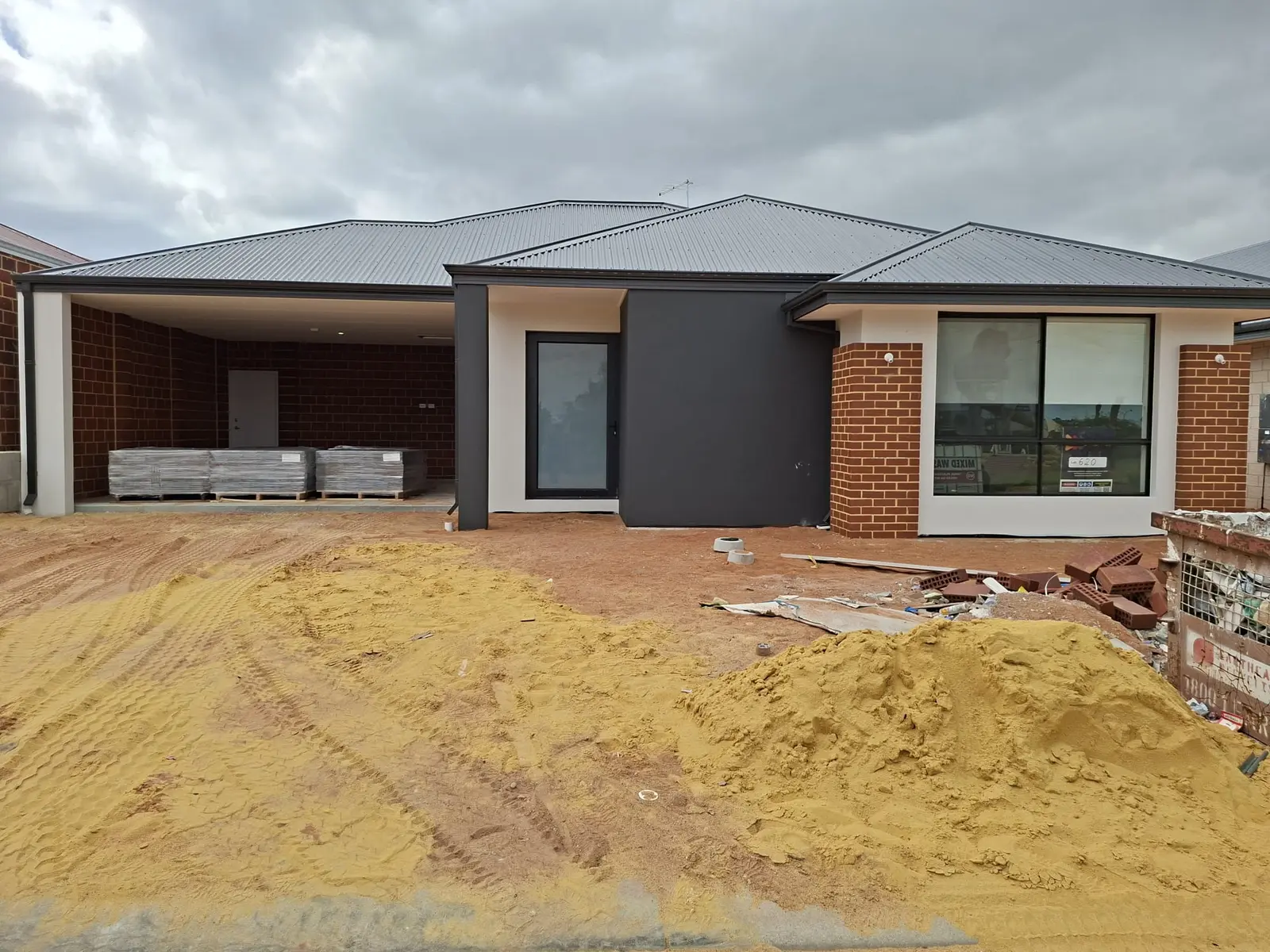 Front façade of the home nearing completion