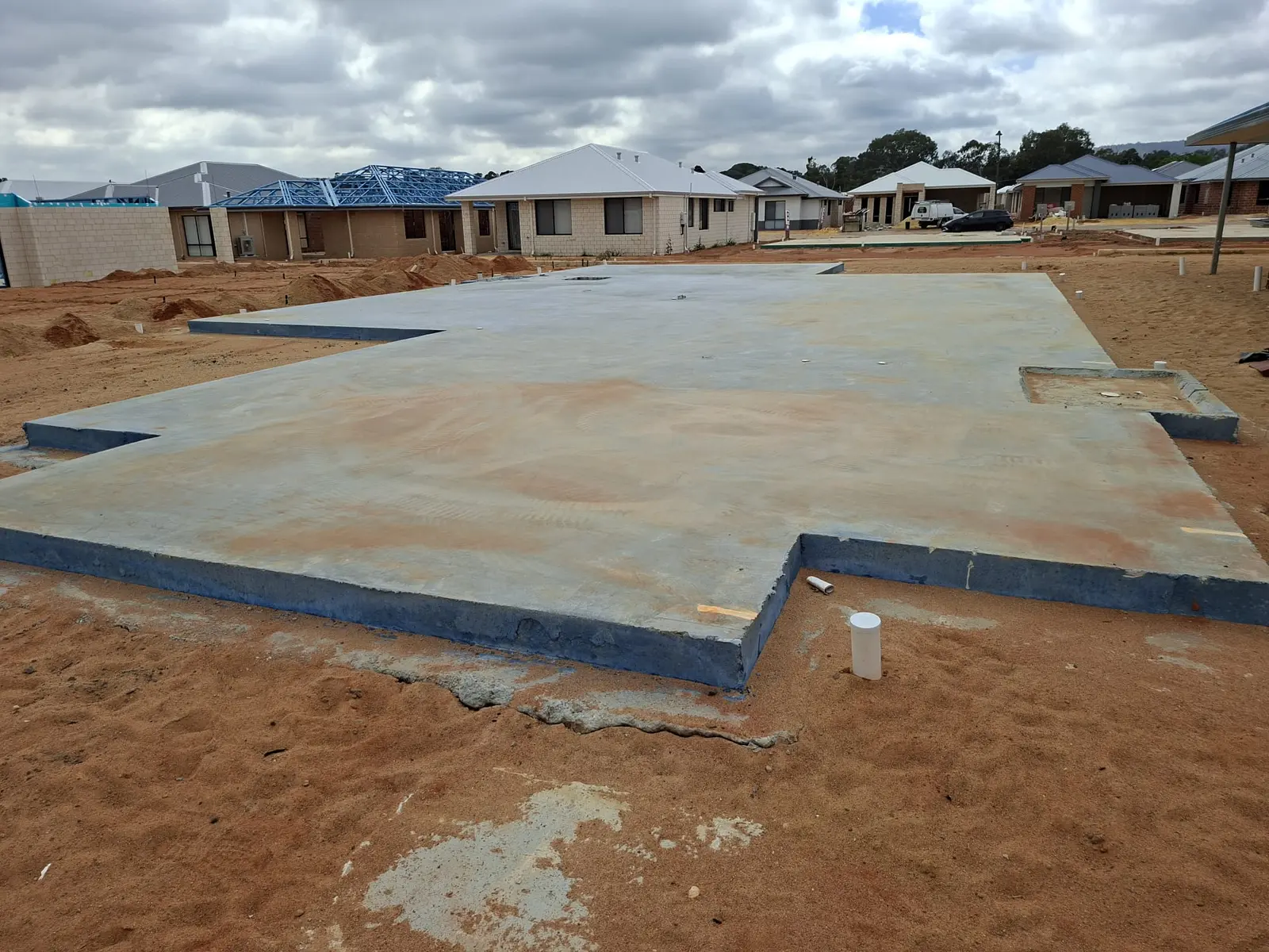 Concrete slab completed for the current home